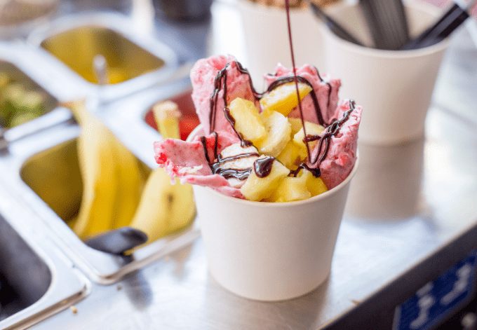 Ice kacang, literally meaning "bean ice", also commonly known as ABC, is a Malaysian dessert which is also common in Singapore and Brunei.