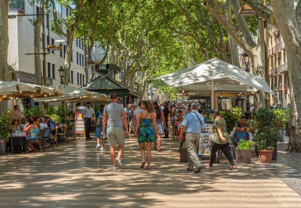 Las Ramblas, in Barcelona, Spain.