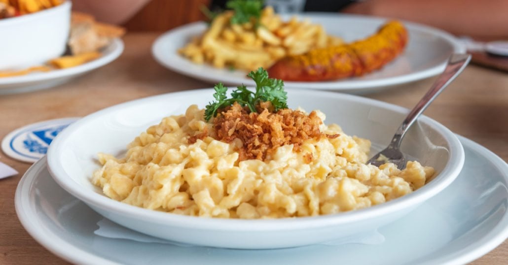 egg spaetzle dish