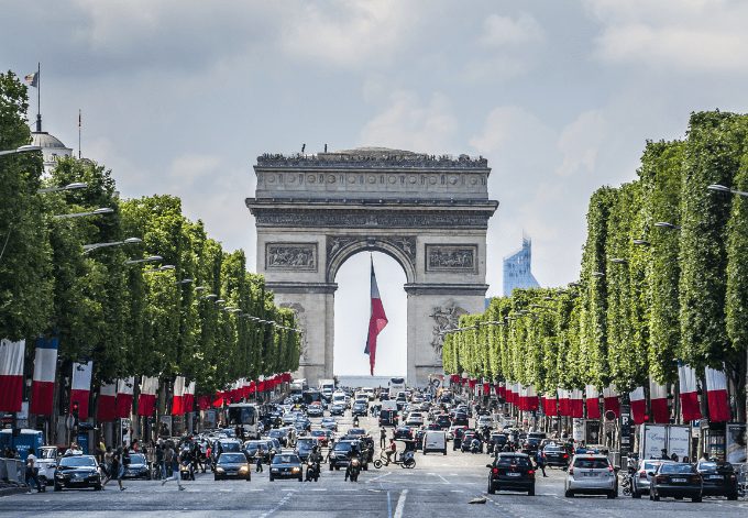 Arc de Triomphe de l'Etoile - one of the most famous monuments in Paris on French National Day (Bastille Day).