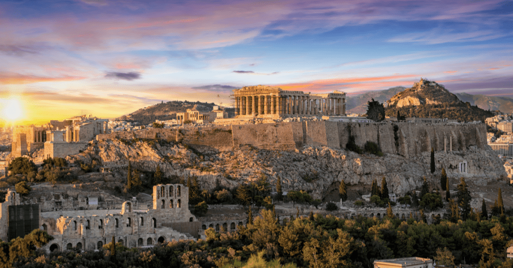 view of the acropolis in athens greece