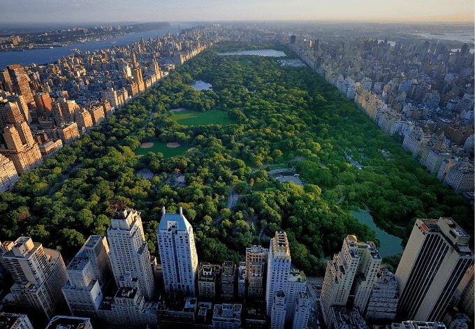 Aerial view of Central Park, in New York City.