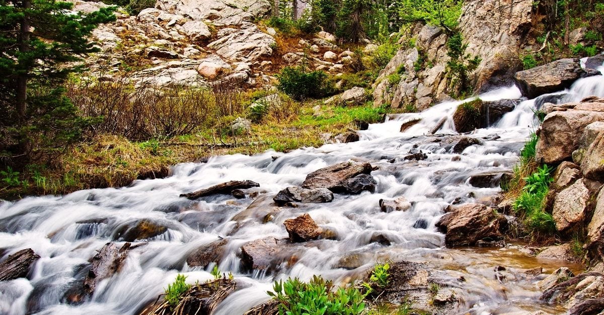 The Granite Falls, at the Rocky Mountain National Park.