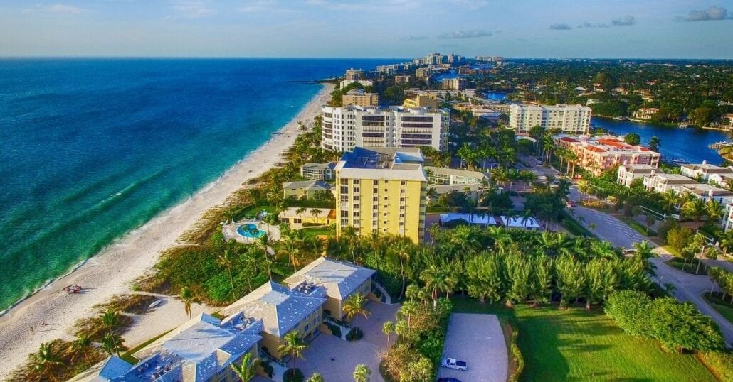 Aerial view of Naples, Florida, during the day.