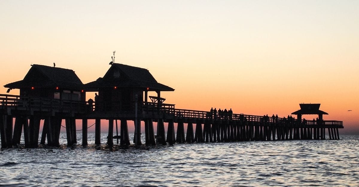 The Naples Pier during at dusk.
