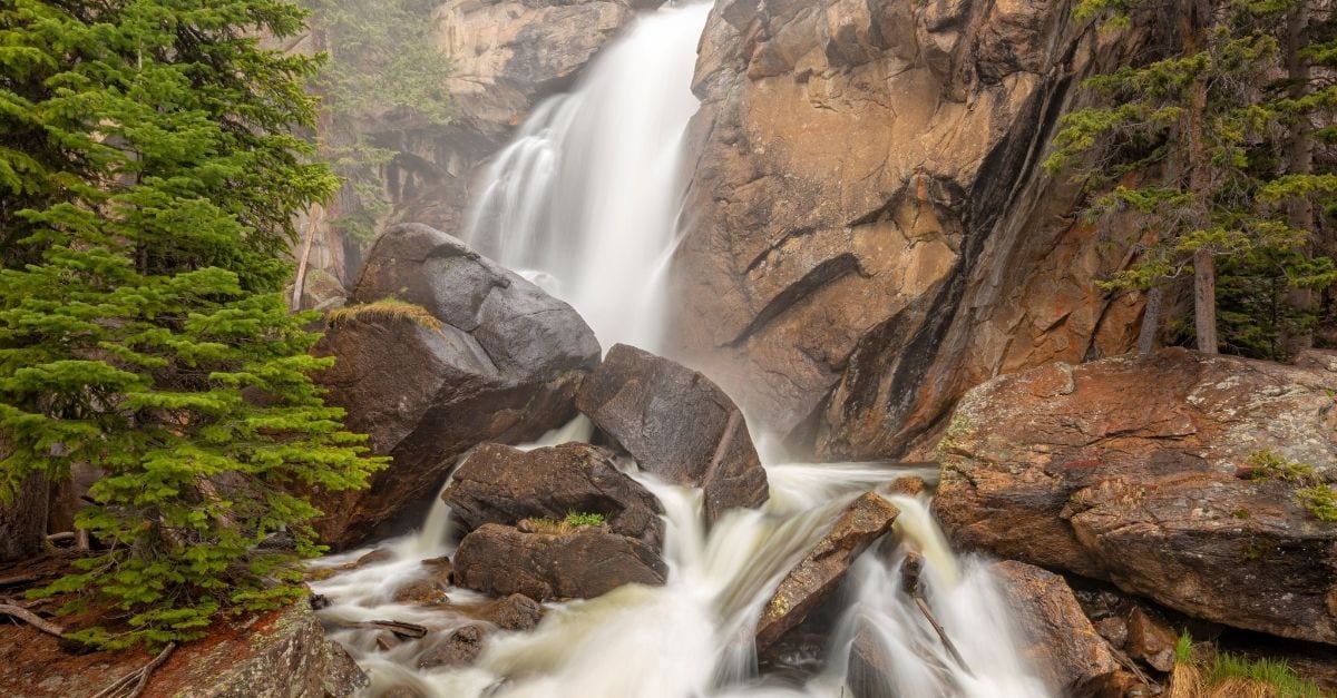 The Ouzel Falls, which is part of the Wild Basin Trailhead.