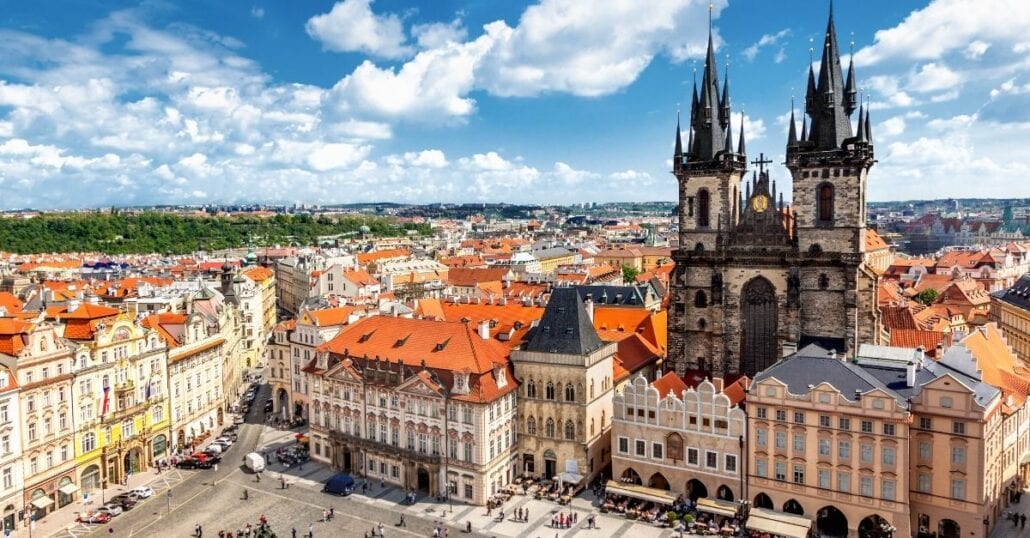 The 9th-century Prague Castle, located in Hradčany, the Castle District