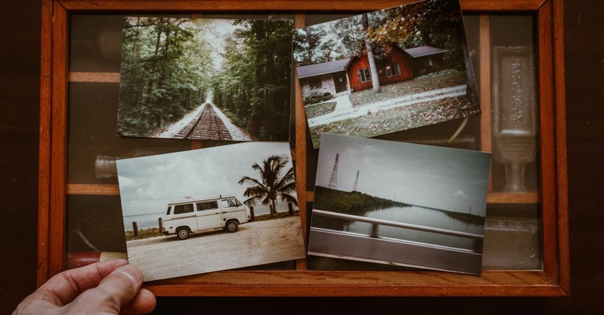 A set of four analogic travel pictures.