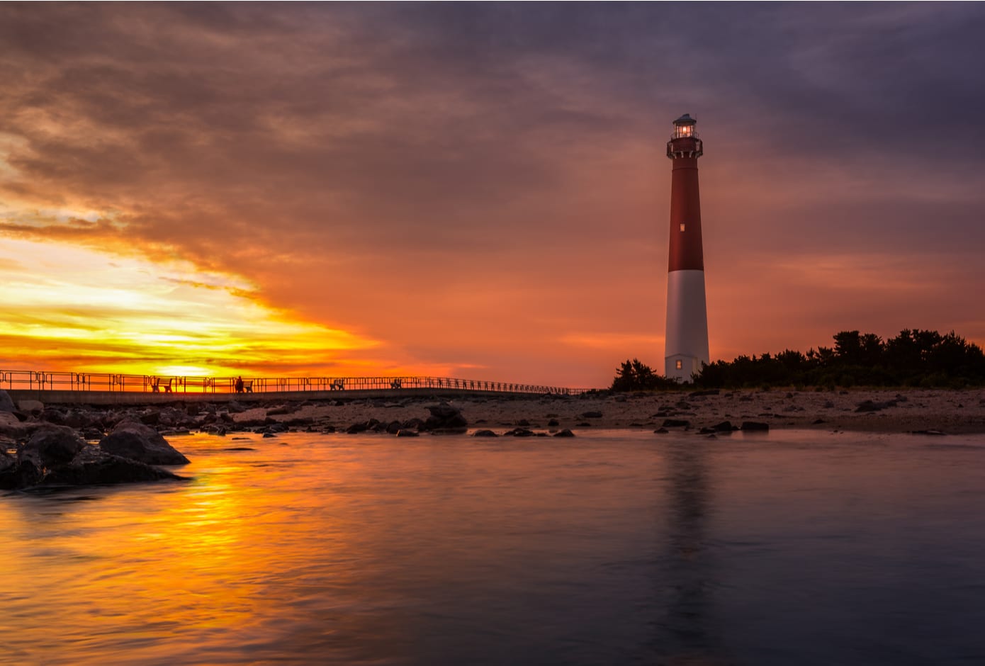 Barnegat Lighthouse at sunset. 