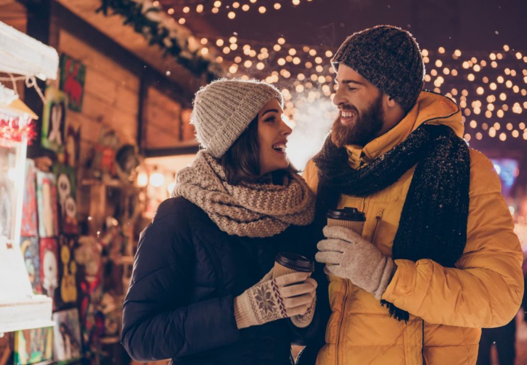 A couple at a Christmas Market