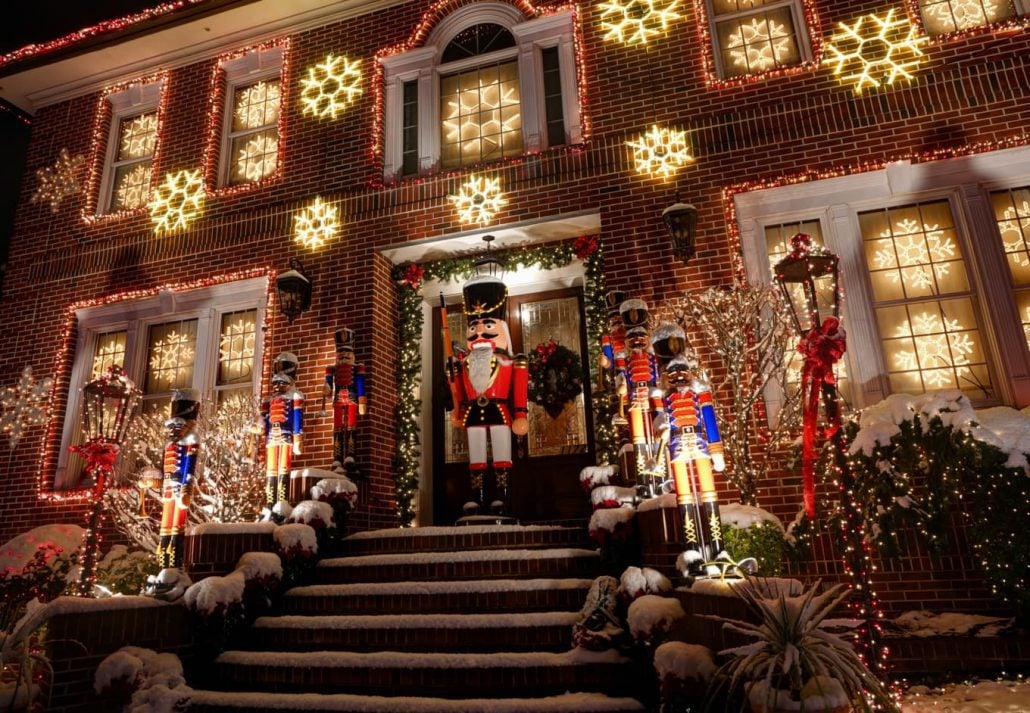 hristmas decoration of a house in Dykers Heights, New York City.