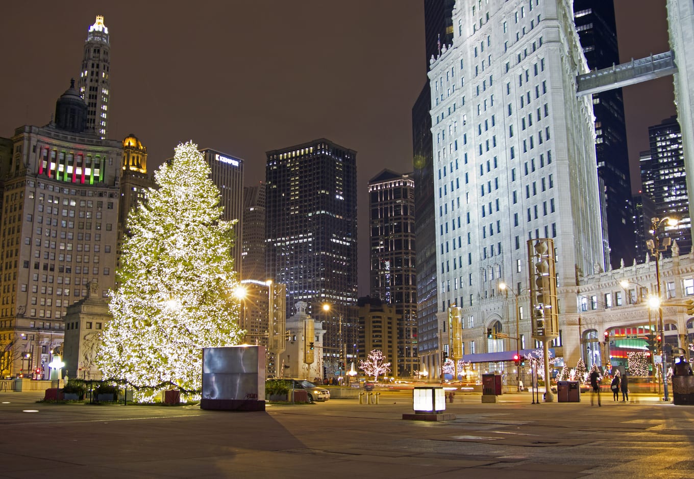 Chicago decorated Christmas Tree on the Magnificent Mile.