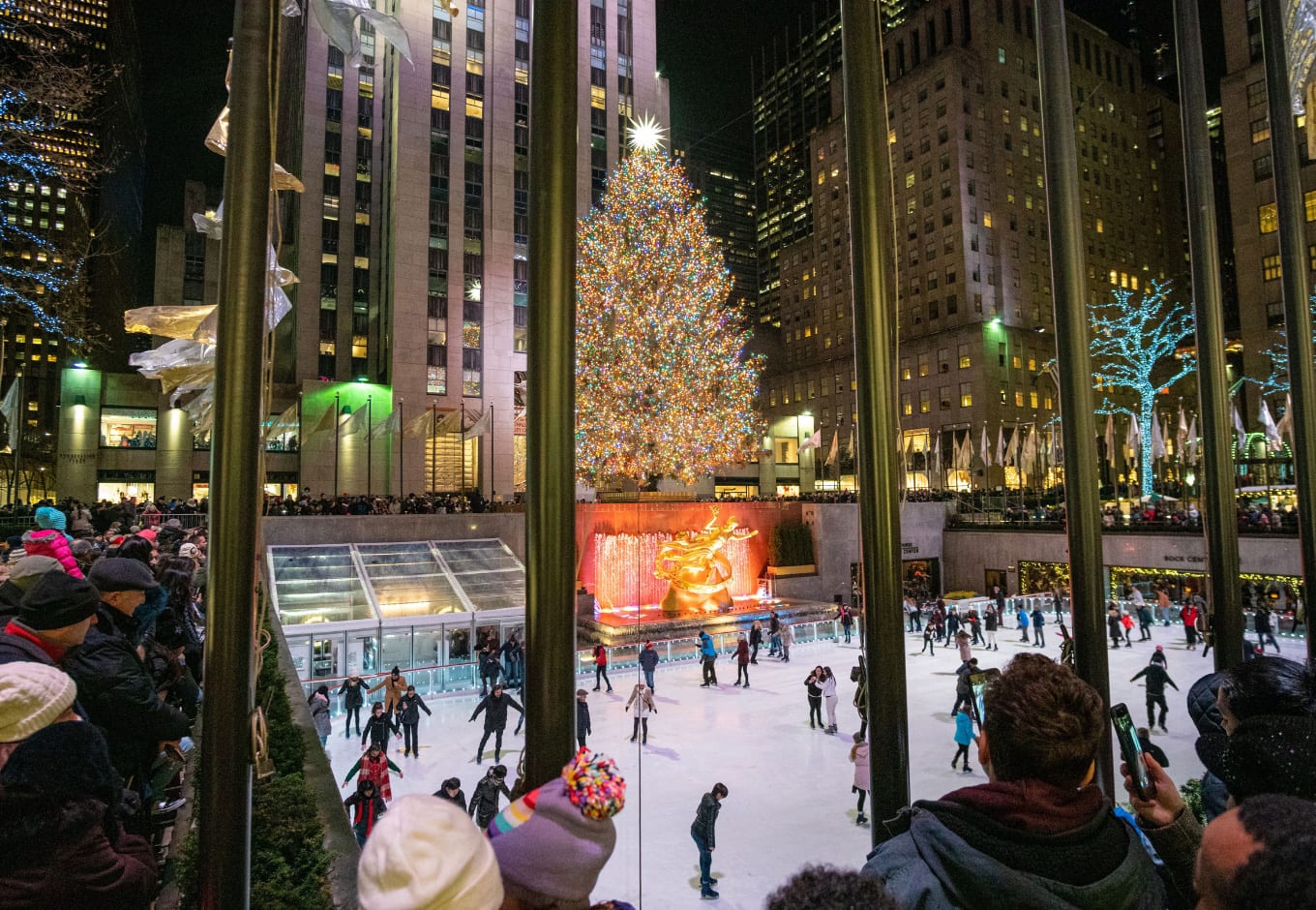 Rockefeller Center Christmas tree and holiday light displays 