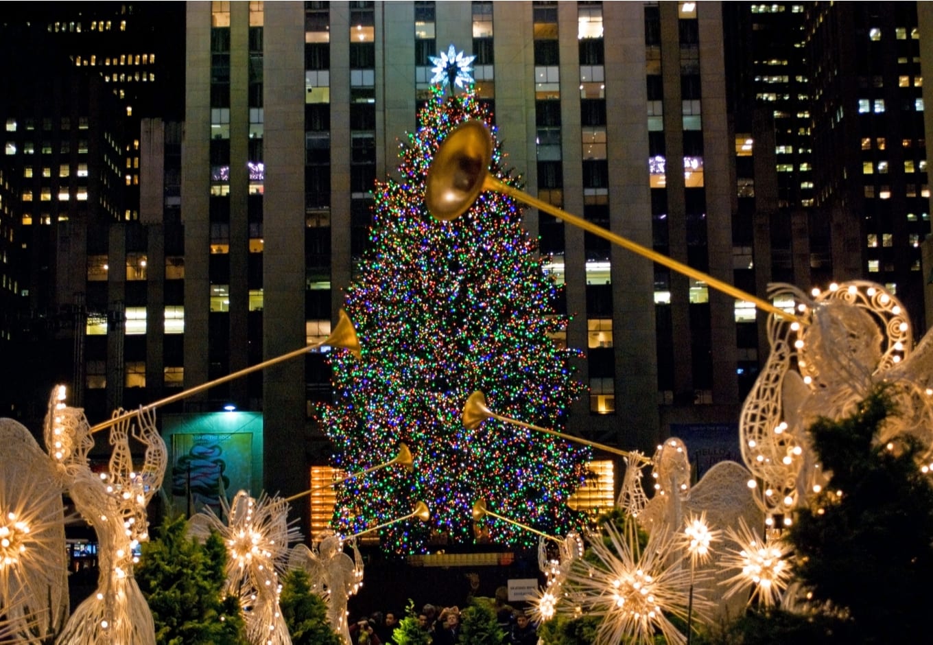 The decorated Christmas tree at the Rockefeller Center, in New York.