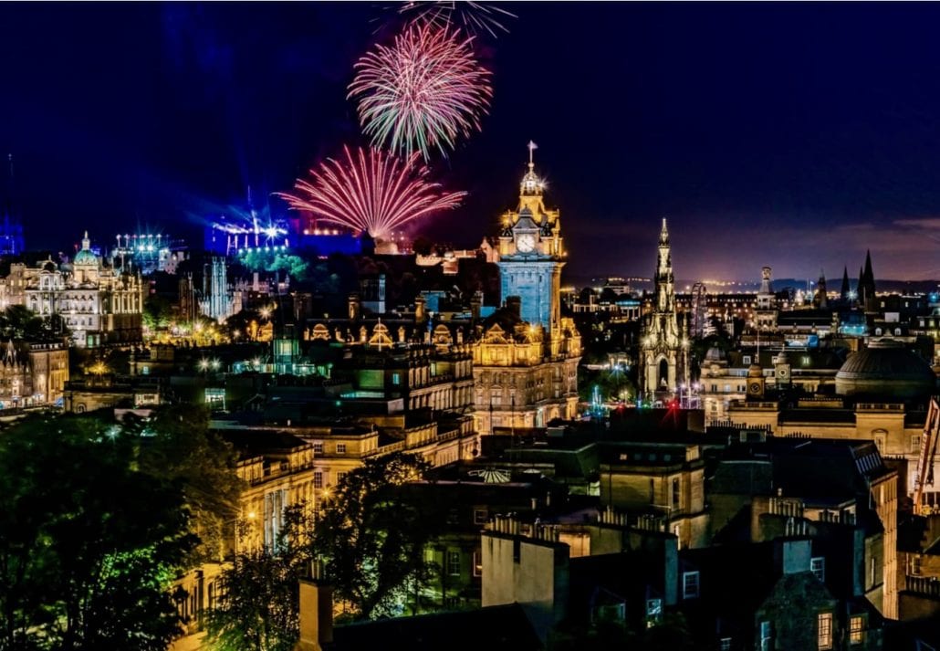 edinburgh-new-year-destinations | CuddlyNest Travel Blog Night view of Edinburgh city in Scotland