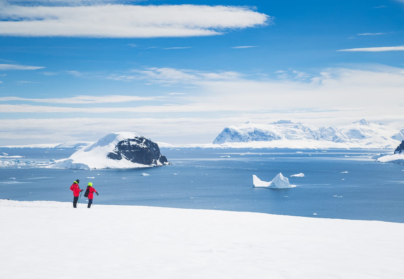 Two people during an expetition in Antarctic.