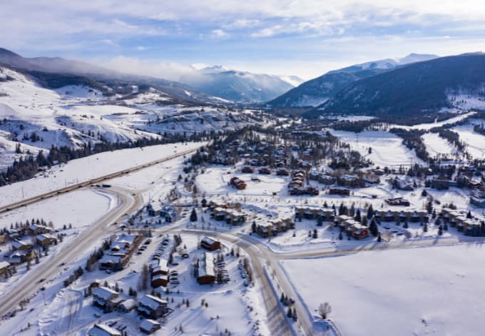 Aerial Birds Eye View of Keystone Colorado