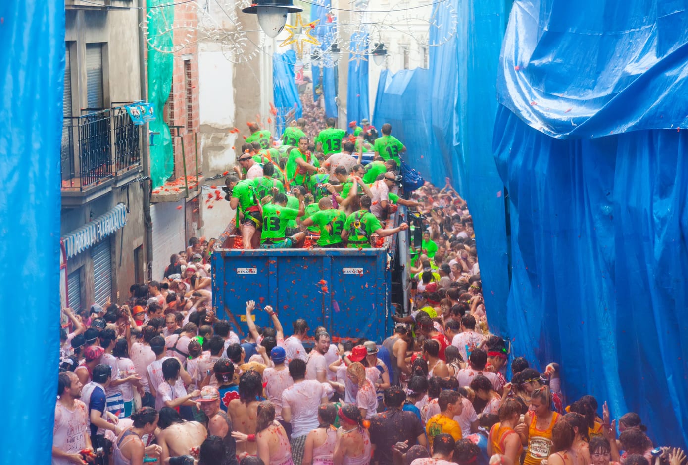 Battle of tomatoes during La Tomatina festival, in Spain.