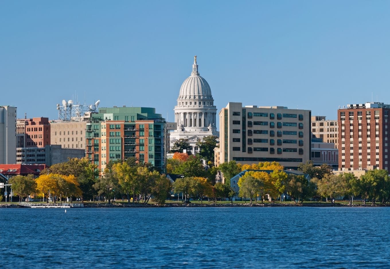 Madison's skyline viewed from the river.