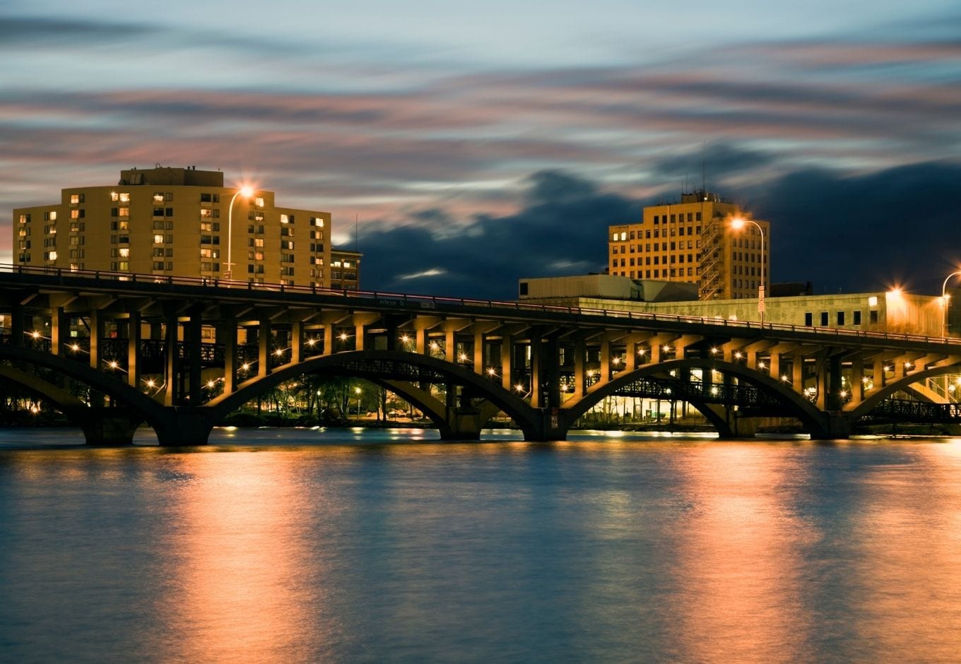 Rockford, Illinois, at night.