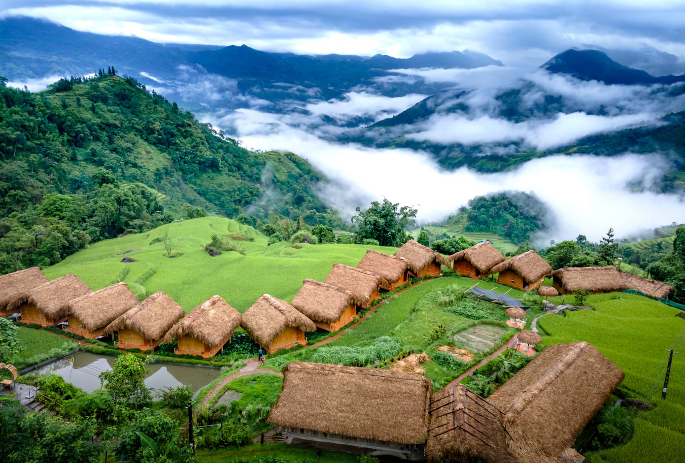 Aerial view of Hoang Su Phi Lodge, Vietnam