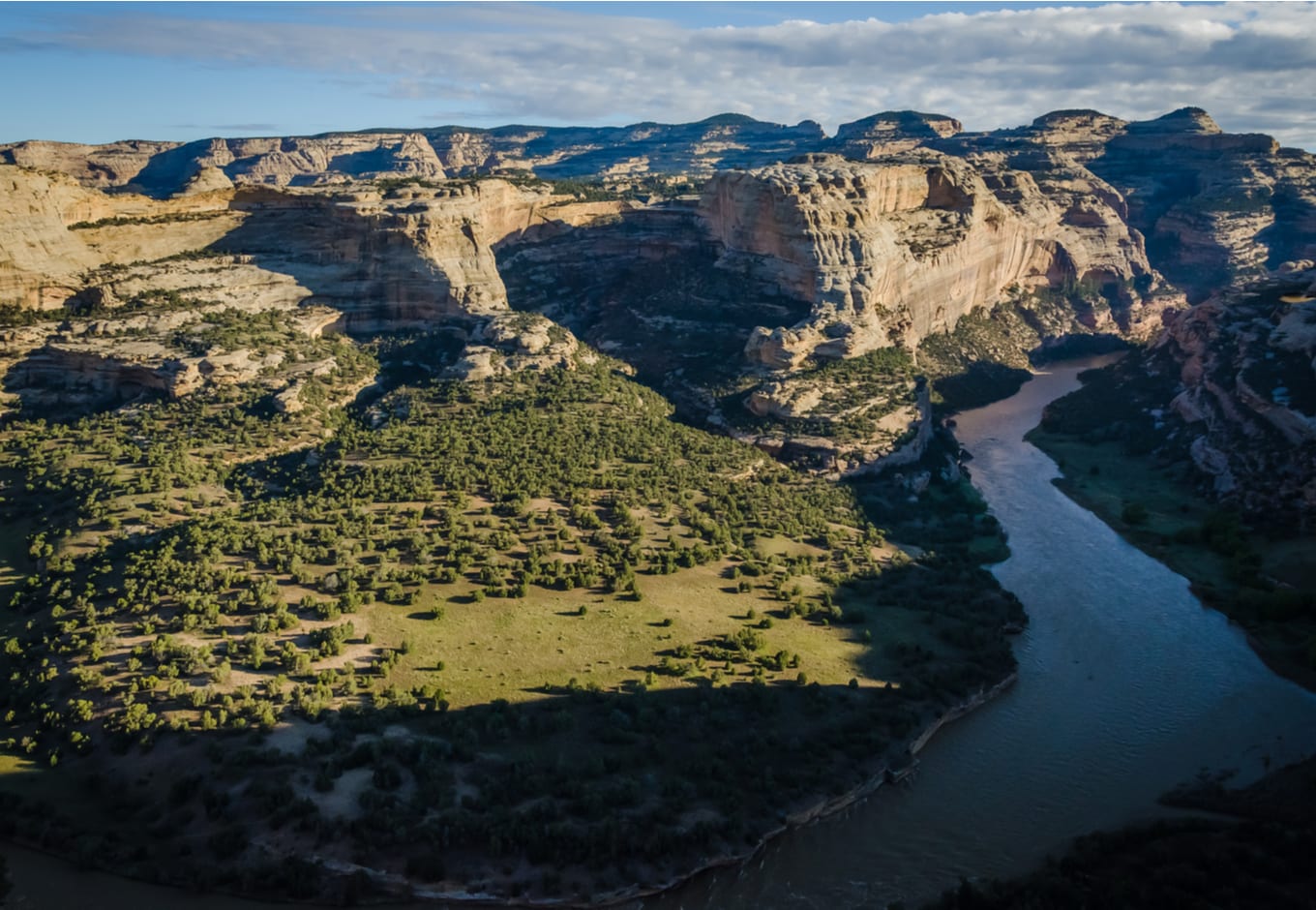 Aerial view of the Yampa River, in Colorado.