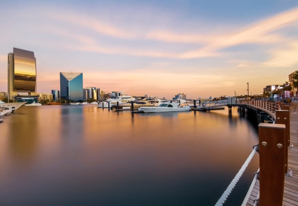 View of Dubai Creek in Old Dubai in Al Seef Area