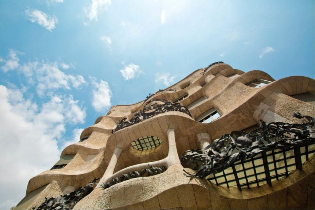 Modernist house Casa Mila is also known as La Pedrera designed by Antoni Gaudi