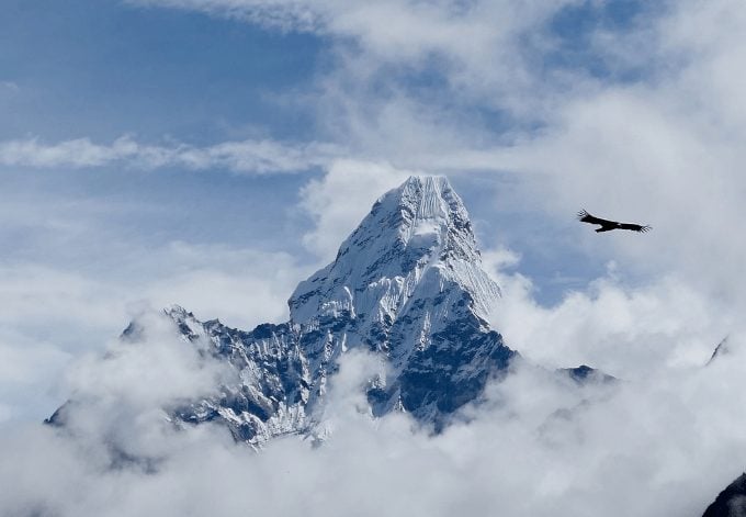 The snow-capped Himalayas mountain range, in India.