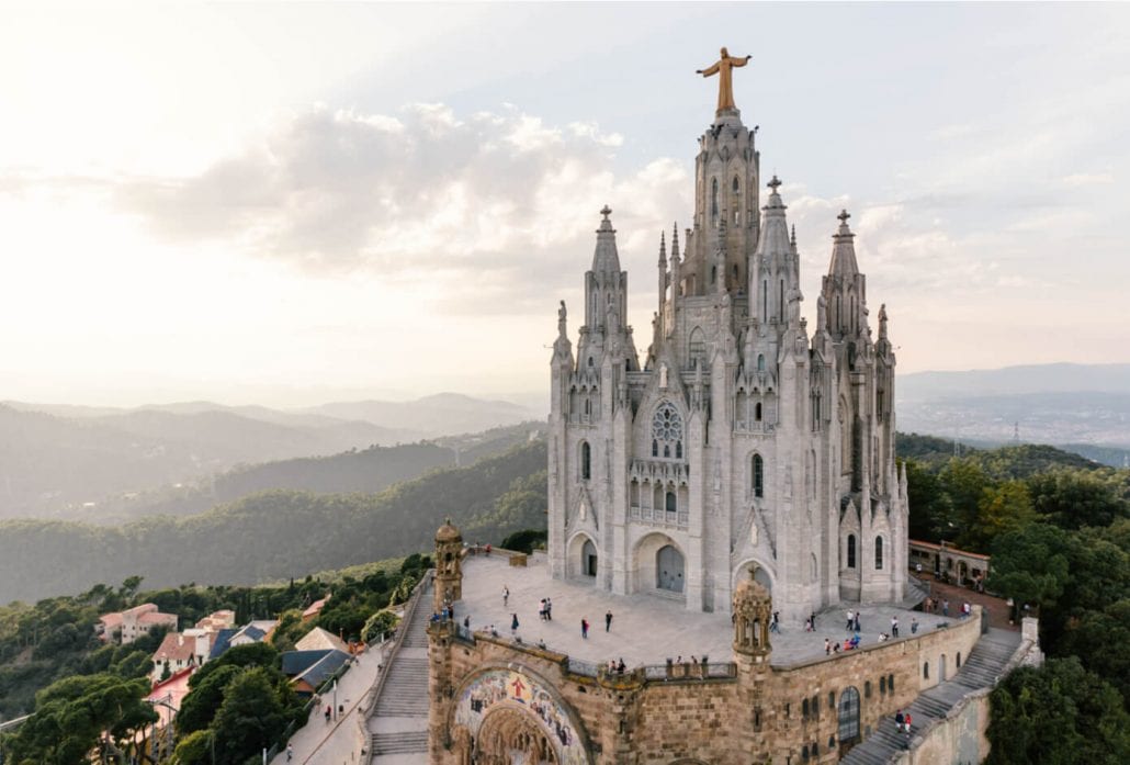 Temple Expiatori del Sagrat Cor - Temple of the Sacred Heart of Jesus on mount Tibidabo, Barcelona, Spain.