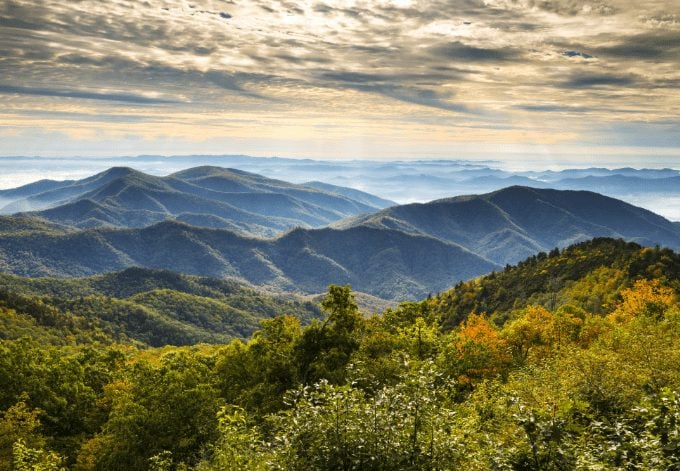 The verdant hills of Asheville in North Carolina.