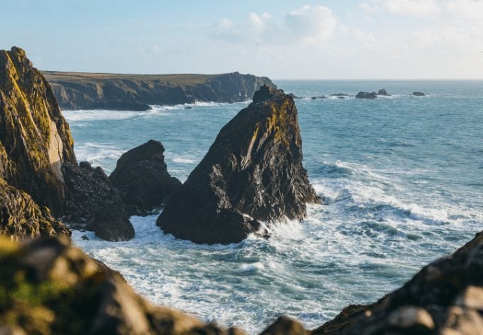 The rugged county of Cornwall, England, facing the Atlantic Ocean