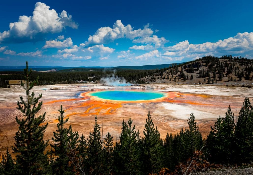 Grand Prismatic Spring seen in Yellowstone National Park.