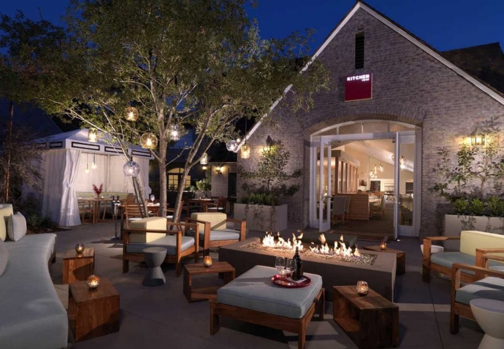 The outside fireplace area at L'Auberge del Mal San Diego Resort, in California.