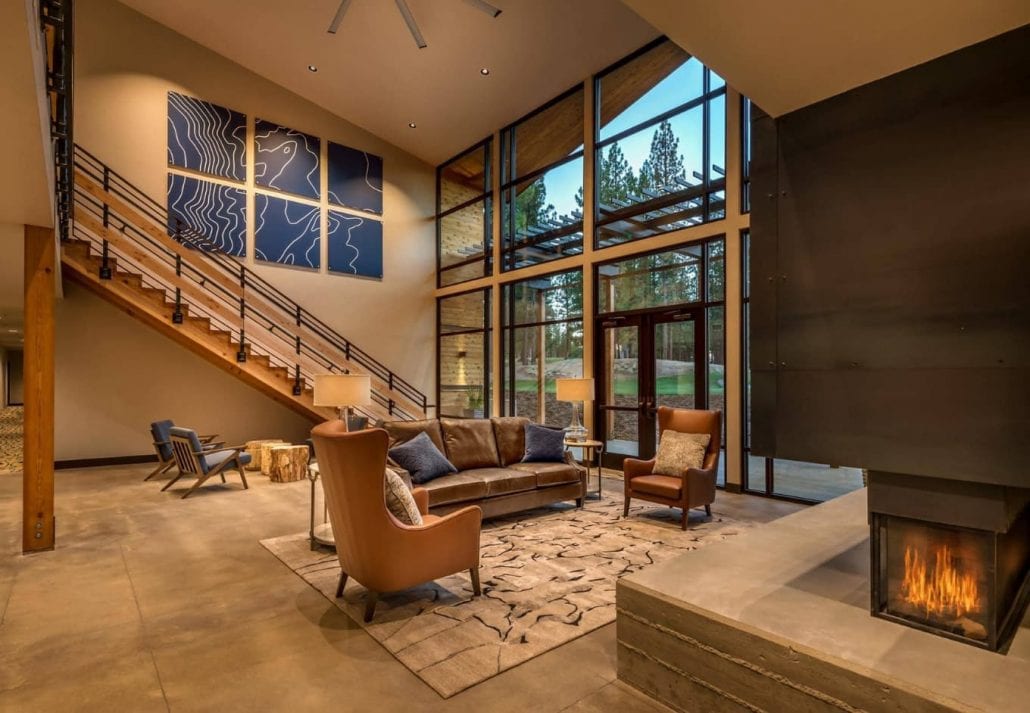 The cozy lobby at Nakoma Resort, in Sierra Mountains, California.