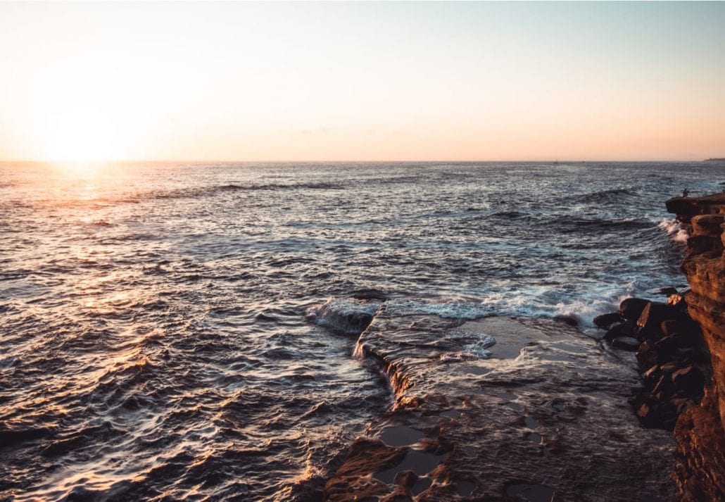 Sunset at The Coast of Sunset Cliffs, San Diego, California