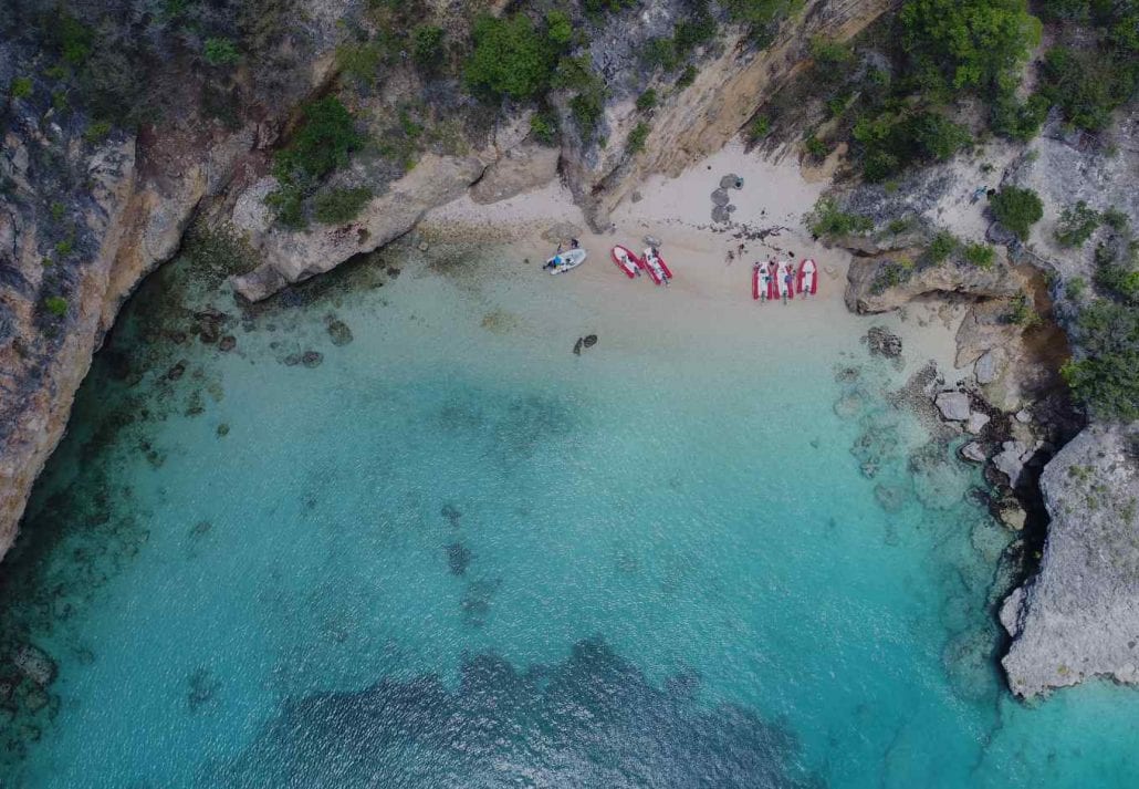 Beautiful bay with a transparent blue ocean in Anguilla.