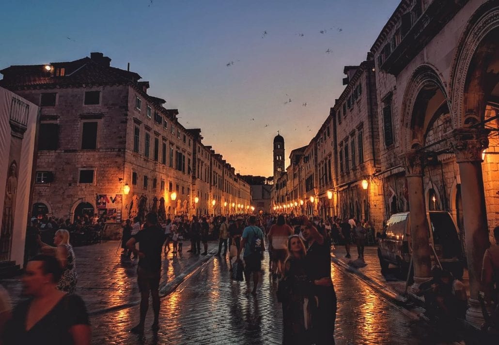 Dubrovnik, Croatia, at night.