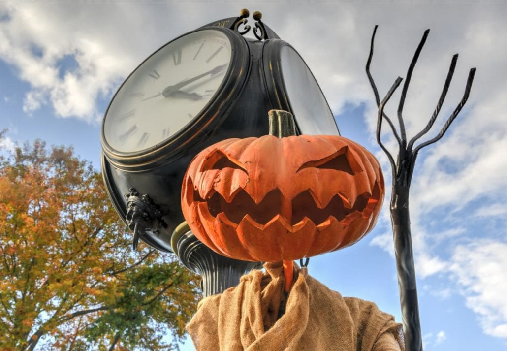 Scary Jack O'Lantern from Sleep Hollow, New York during Halloween.