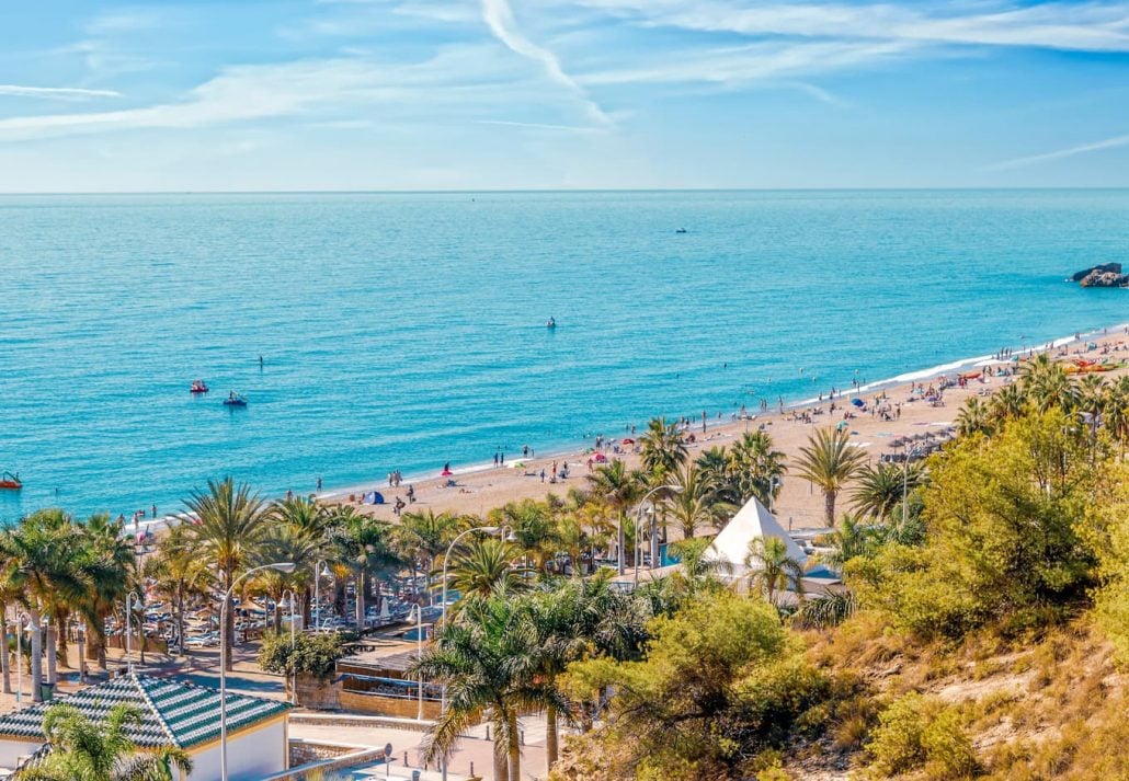 Playa Burriana at Nerja, Costa del Sol, Malaga. 