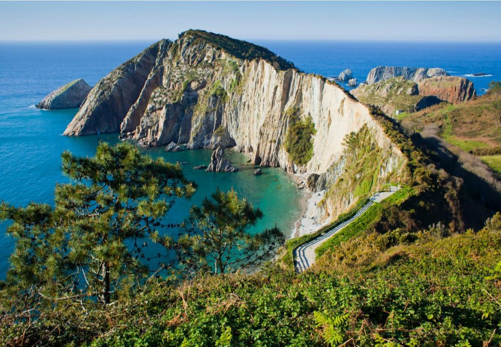 Playa del Silencio, Cudillero, Asturias, Spain - beautiful natural cost with cliffs, islands and wild beach.