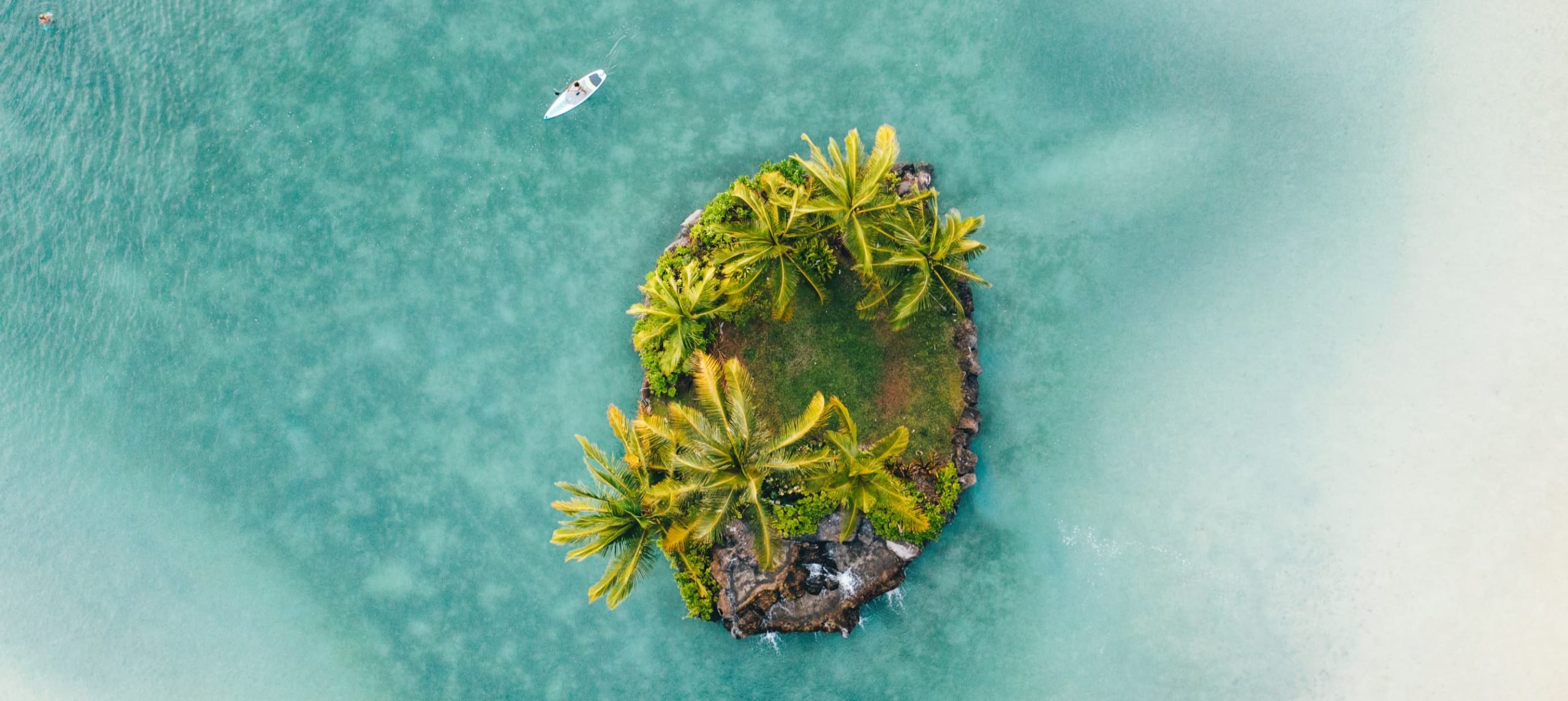 A drone view of a man made island in Honolulu, Hawaii