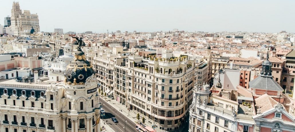 The Gran Via, in Madrid, Spain.