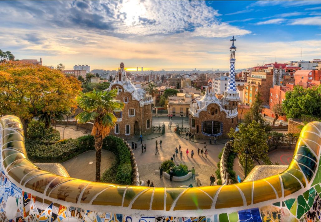 Parc Güell, in Barcelona, Spain.