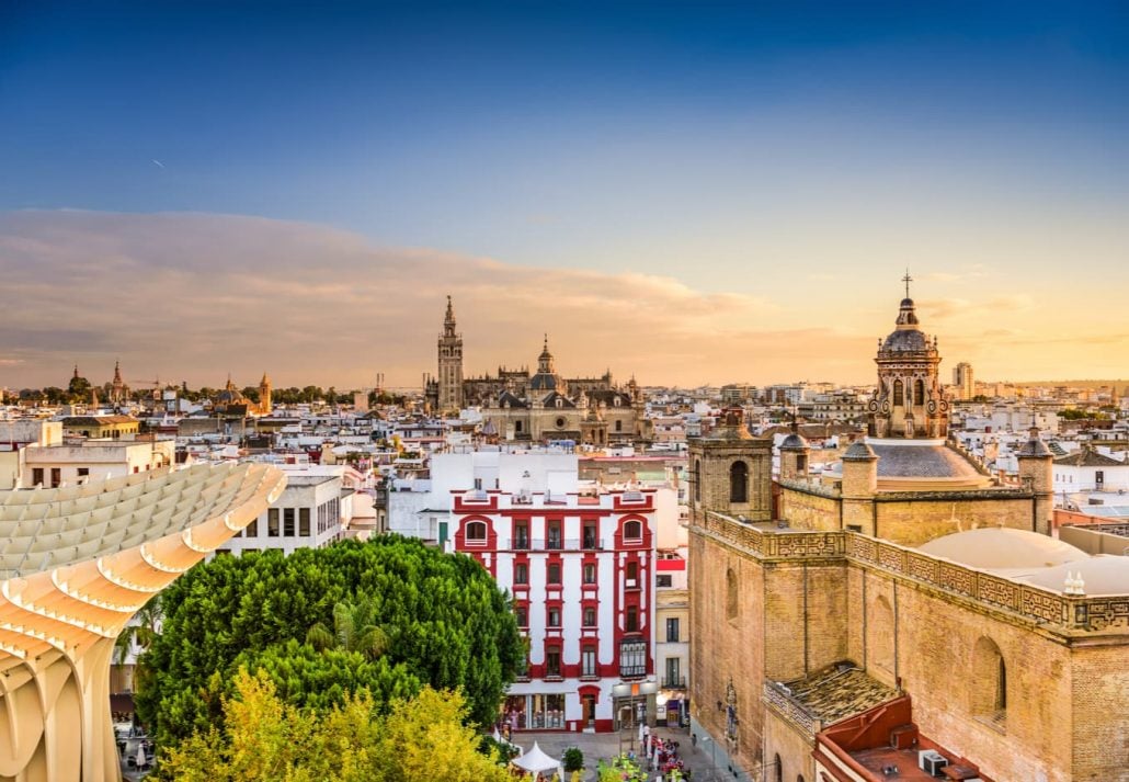 Seville, Spain, at dusk.