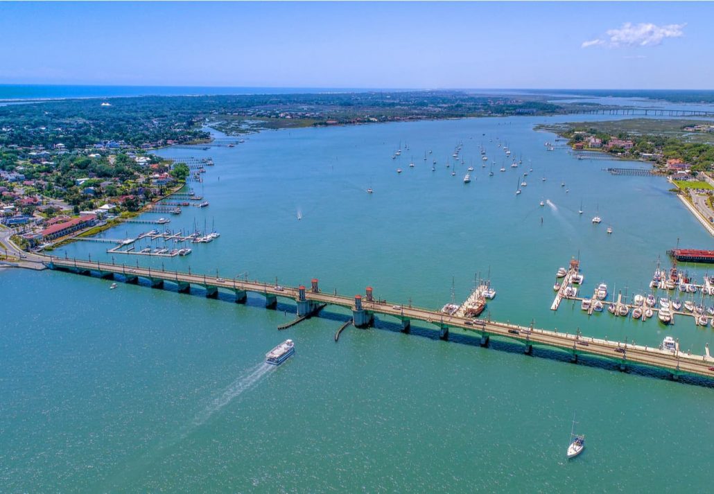 best-budget-beach-breaks-usa-st-augustine-florida | CuddlyNest Travel Blog St. Augustine Bridge of Lions Aerial View, Florida