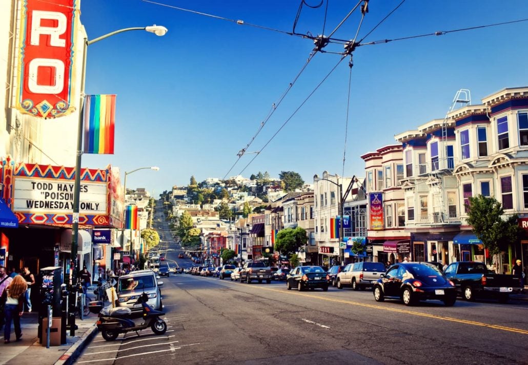 Castro district on July 21, 2011 in San Francisco, USA. Castro is one of the United States' first and best-known gay neighborhoods, and it is currently its largest.