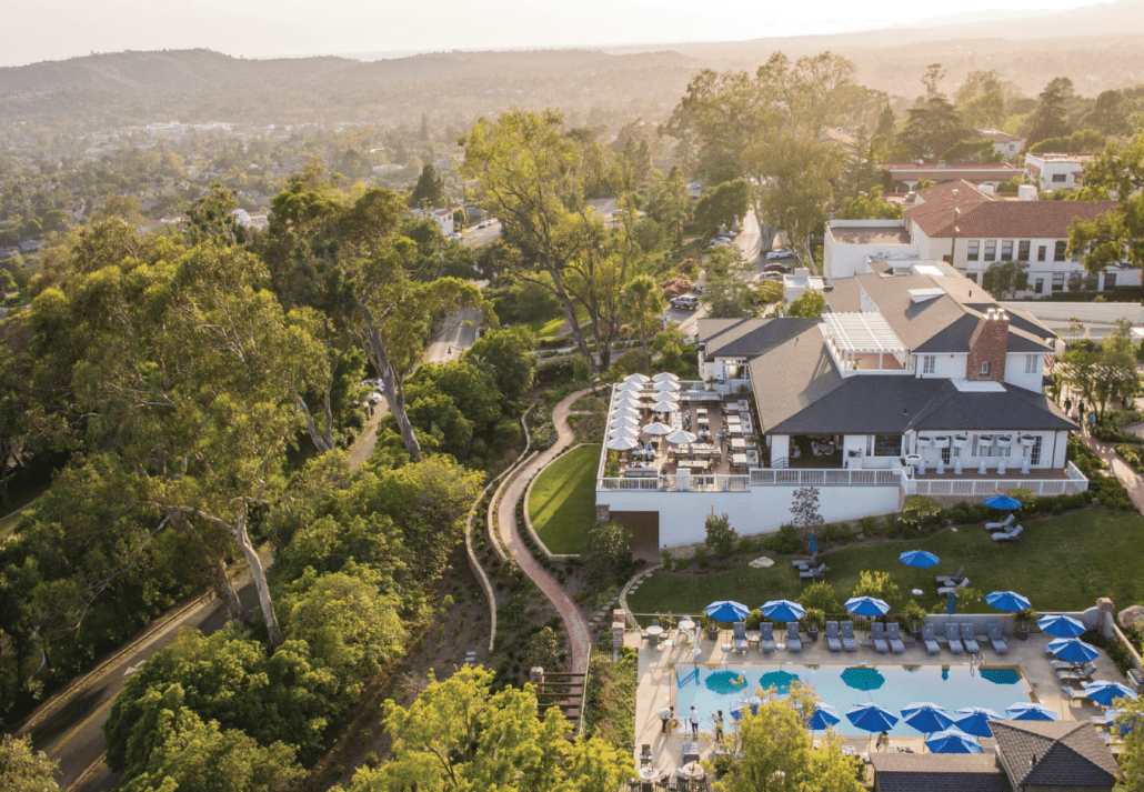 Aeriel view of the Belmont El Encanto Resort, in Santa Barbara, California.