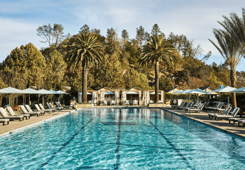 The lush pool of the Solage Resort & Spa, Napa Valley, California