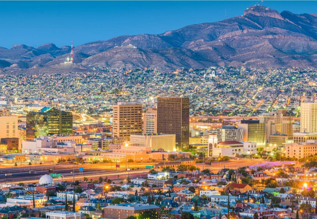 The skyline of El Paso, Texas, in the frontier of Mexico.